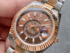 SKY-DWELLER TWO-TONE 42 ROSE GOLD BEZEL BROWN DIAL
