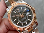 SKY-DWELLER TWO-TONE 42 ROSE GOLD BEZEL BLACK DIAL