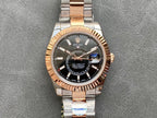 SKY-DWELLER TWO-TONE 42 ROSE GOLD BEZEL BLACK DIAL