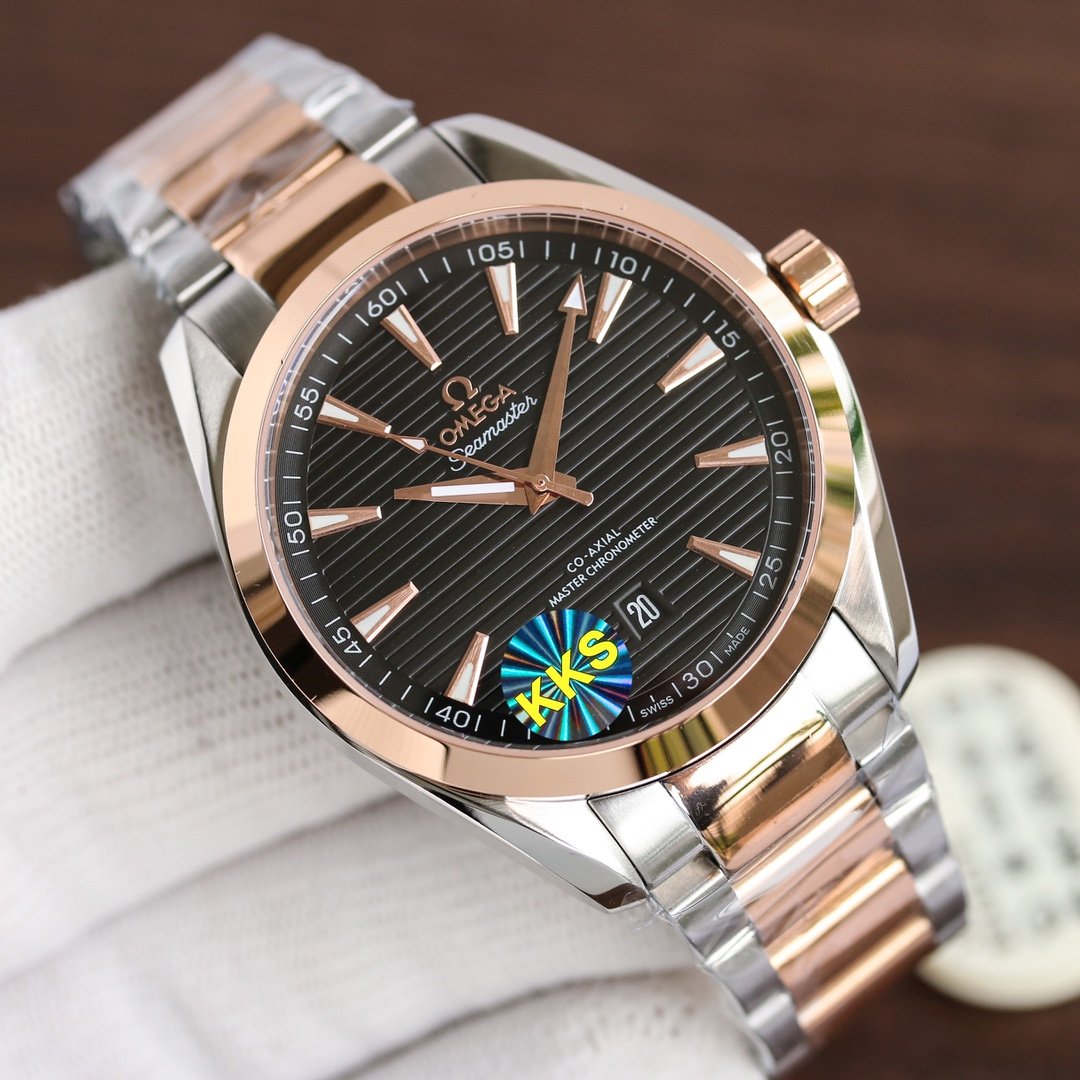 SEAMASTER AQUA TERRA 41MM ROSE GOLD CASE STEEL