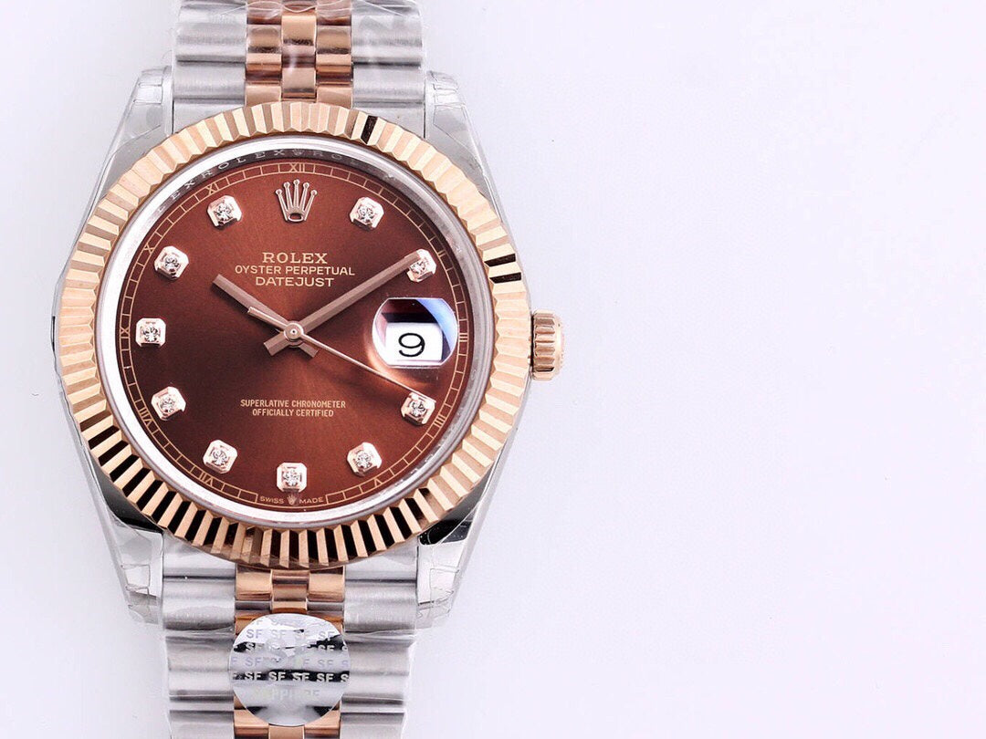 DATEJUST 41 ROSE GOLD STEEL CHOCOLATE DIAMOND DIAL