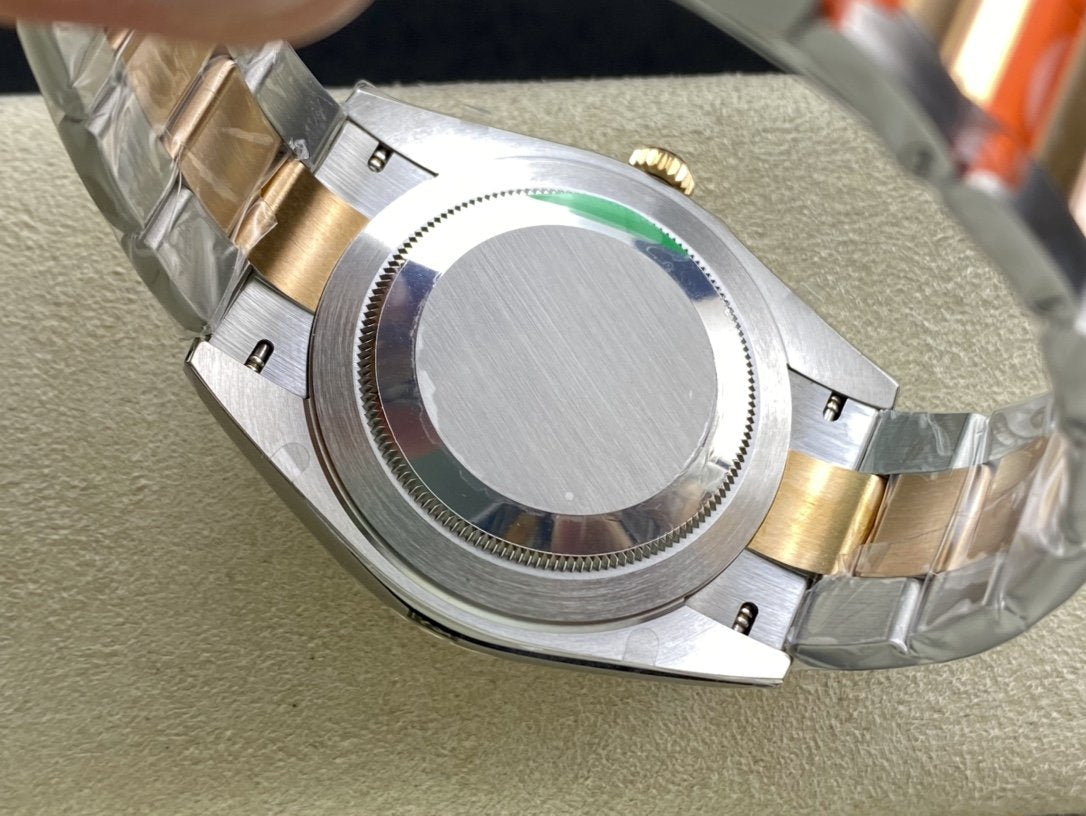 DATEJUST 41MM SMOOTH BEZEL GOLD STEEL GREY DIAL