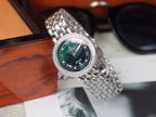 DEVILLE LADYMATIC 29MM STEEL BLUE DIAL DIAMOND BEZEL