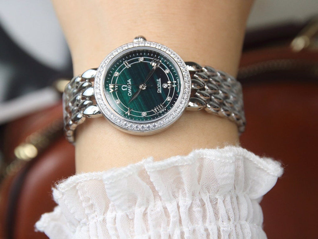 DEVILLE LADYMATIC 29MM STEEL BLUE DIAL DIAMOND BEZEL