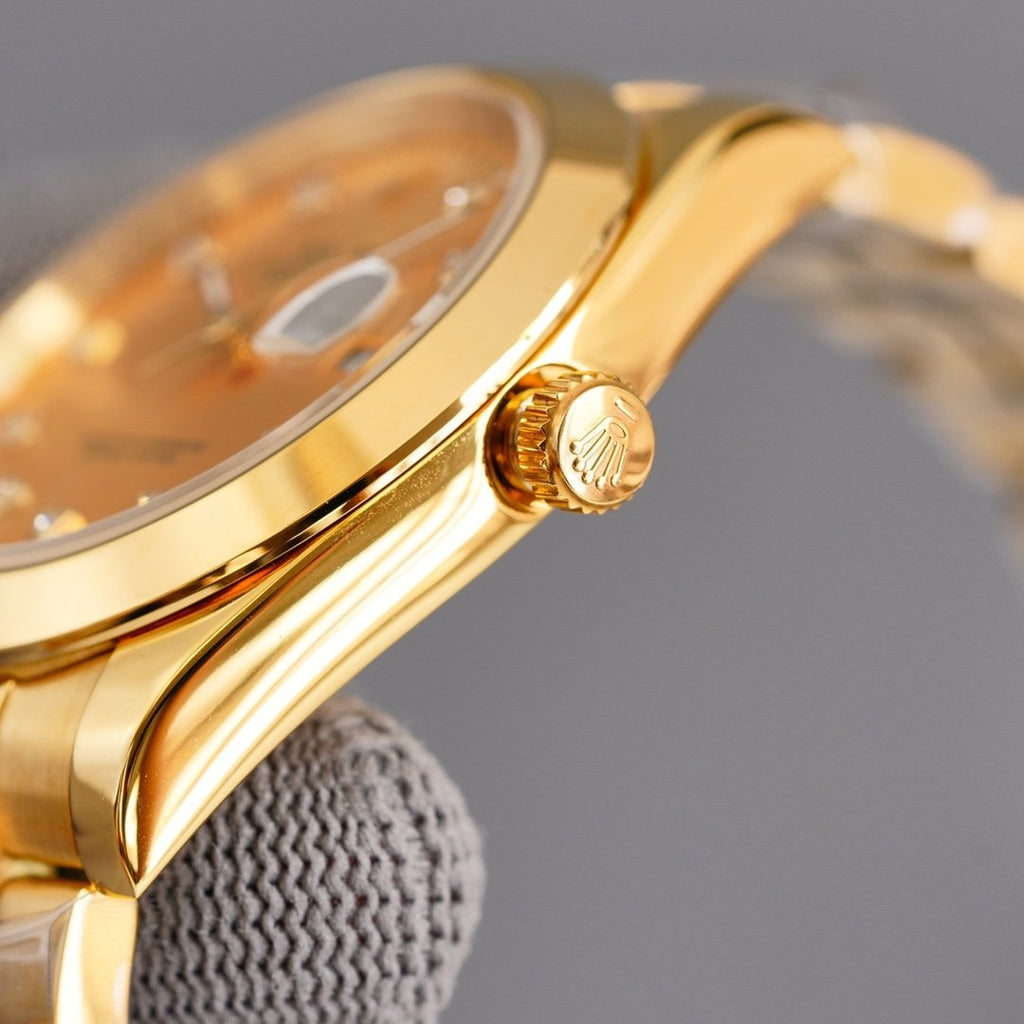 DATEJUST 41MM GOLD SMOOTH BEZEL DIAMOND NUMERALS