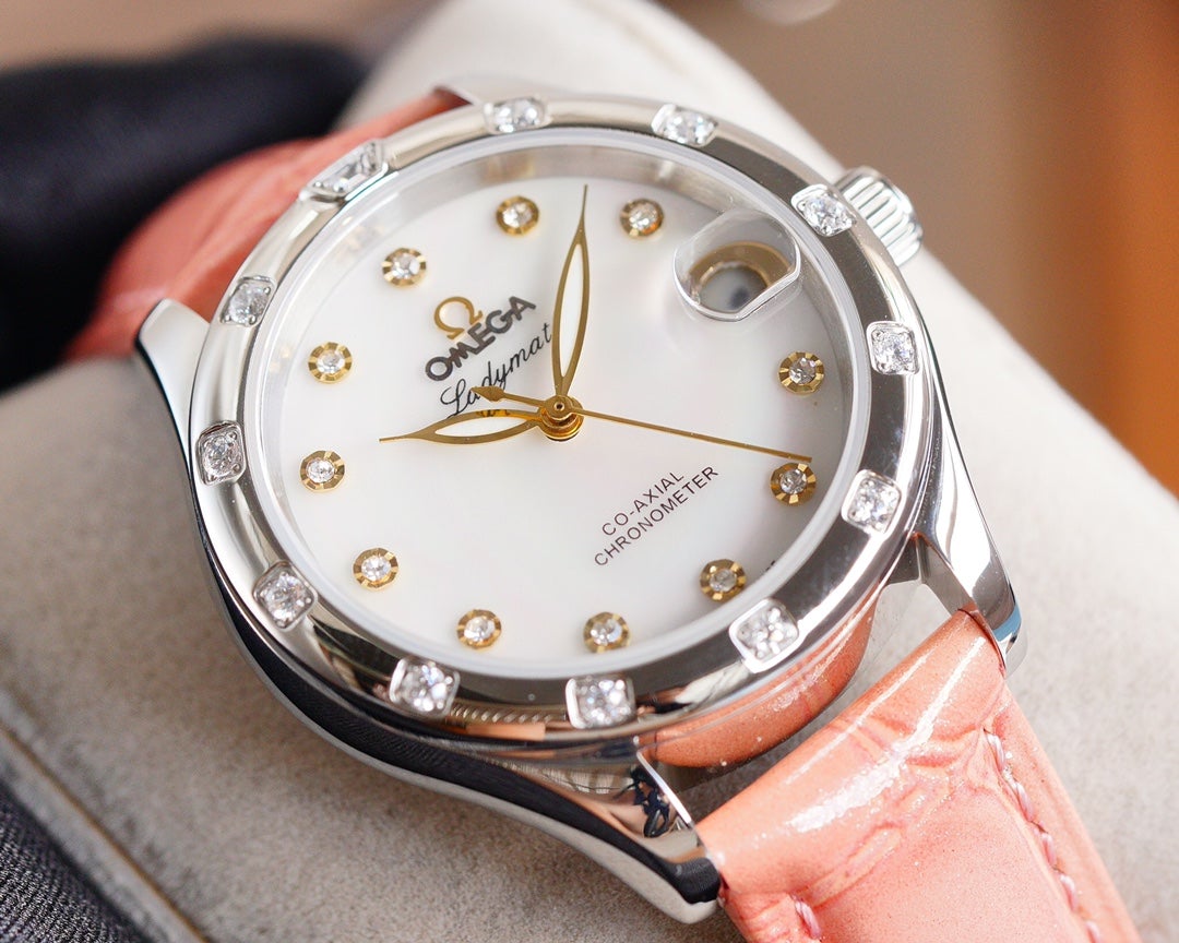 DE VILLE LADYMATIC 31MM MOP DIAL PINK LEATHER