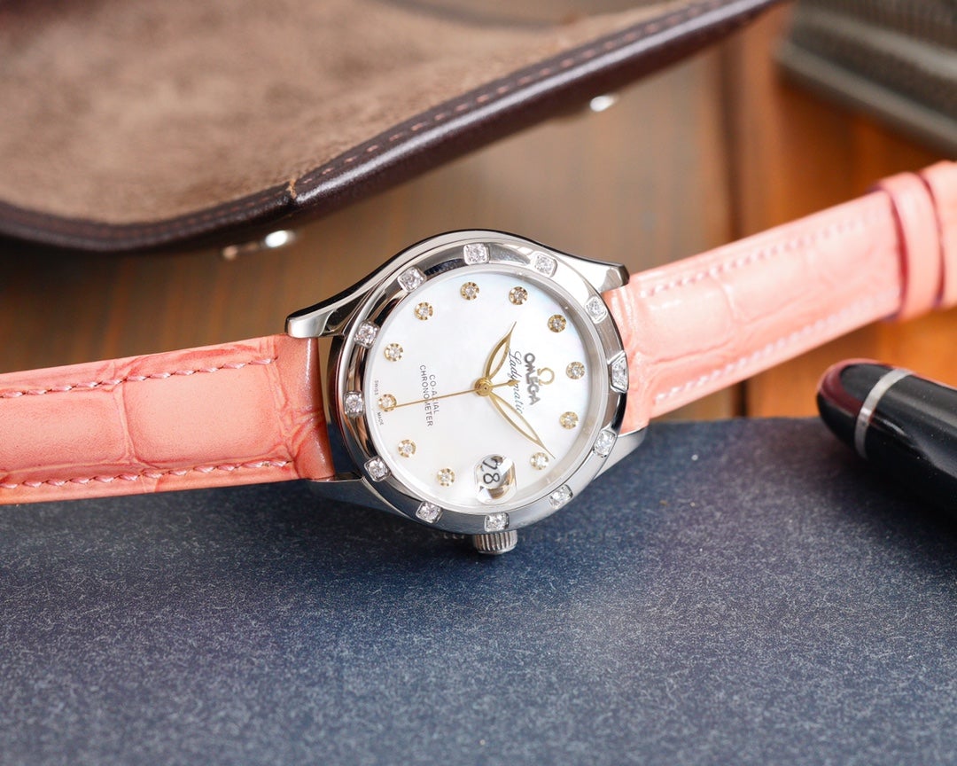 DE VILLE LADYMATIC 31MM MOP DIAL PINK LEATHER