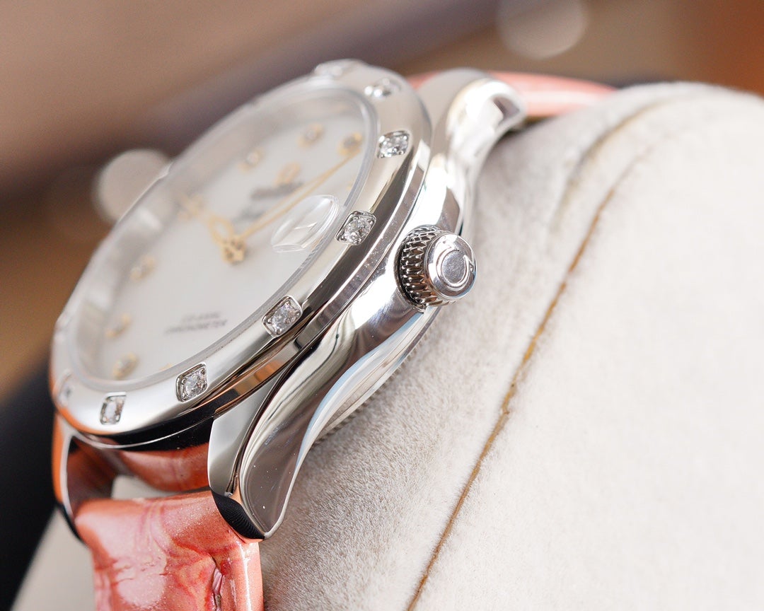 DE VILLE LADYMATIC 31MM MOP DIAL PINK LEATHER