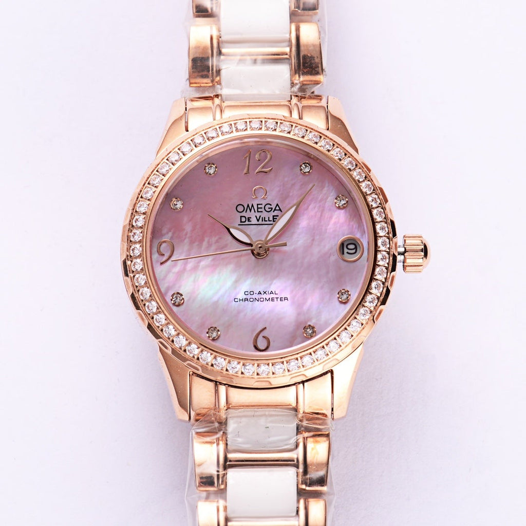 DEVILLE 33MM AUTOMATIC MOP DIAL DIAMOND BEZEL