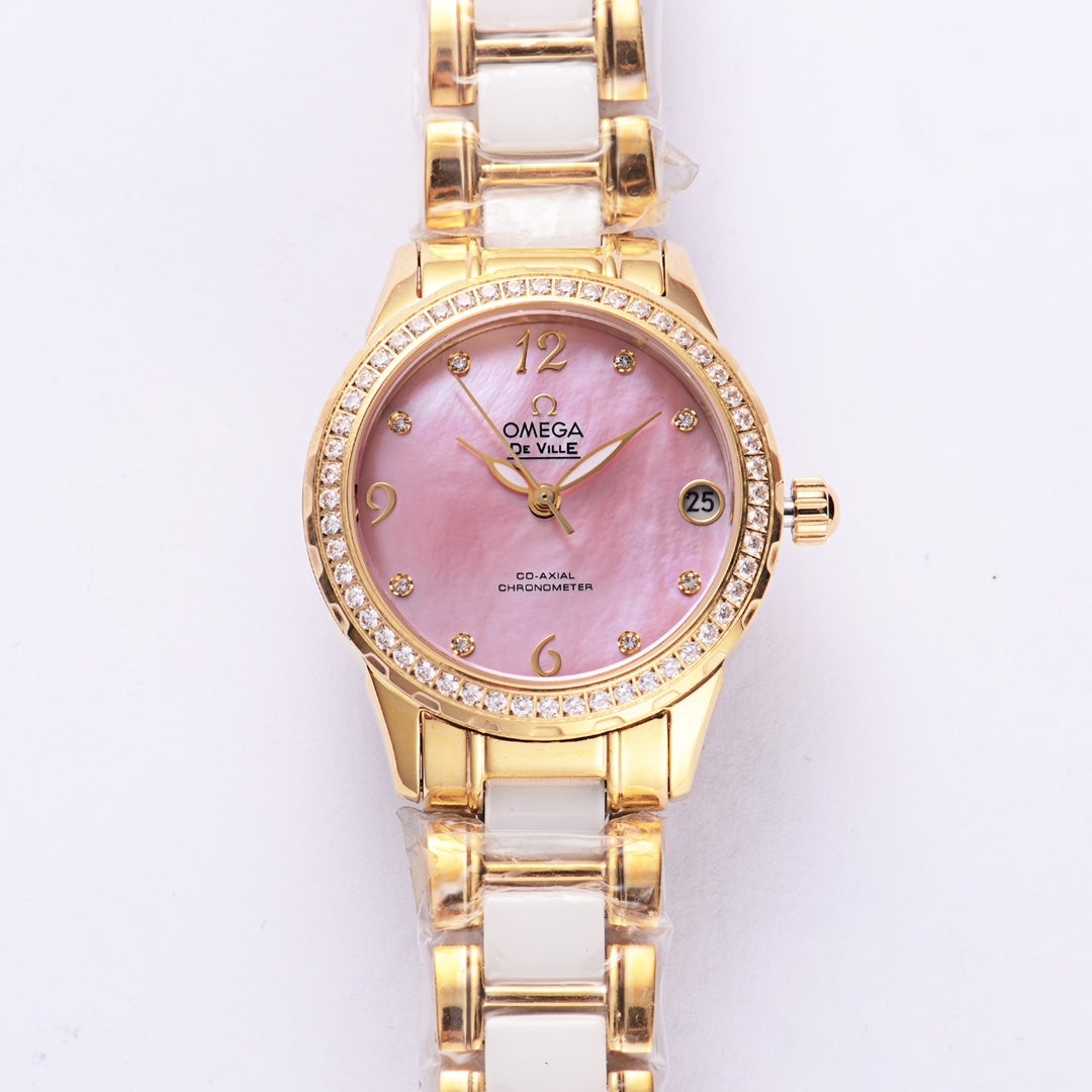DEVILLE 33MM AUTOMATIC MOP DIAL DIAMOND BEZEL