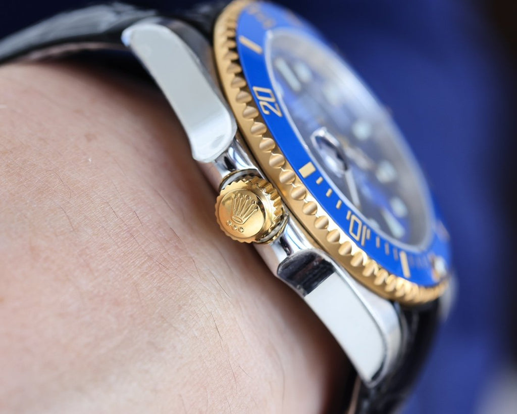 SUBMARINER DATE 40 STEEL CASE GOLD BLUE CERAMIC LEATHER