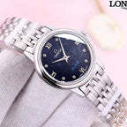 DEVILLE PRESTIGE 28MM QUARTZ BLUE DIAL DIAMOND NUMERALS