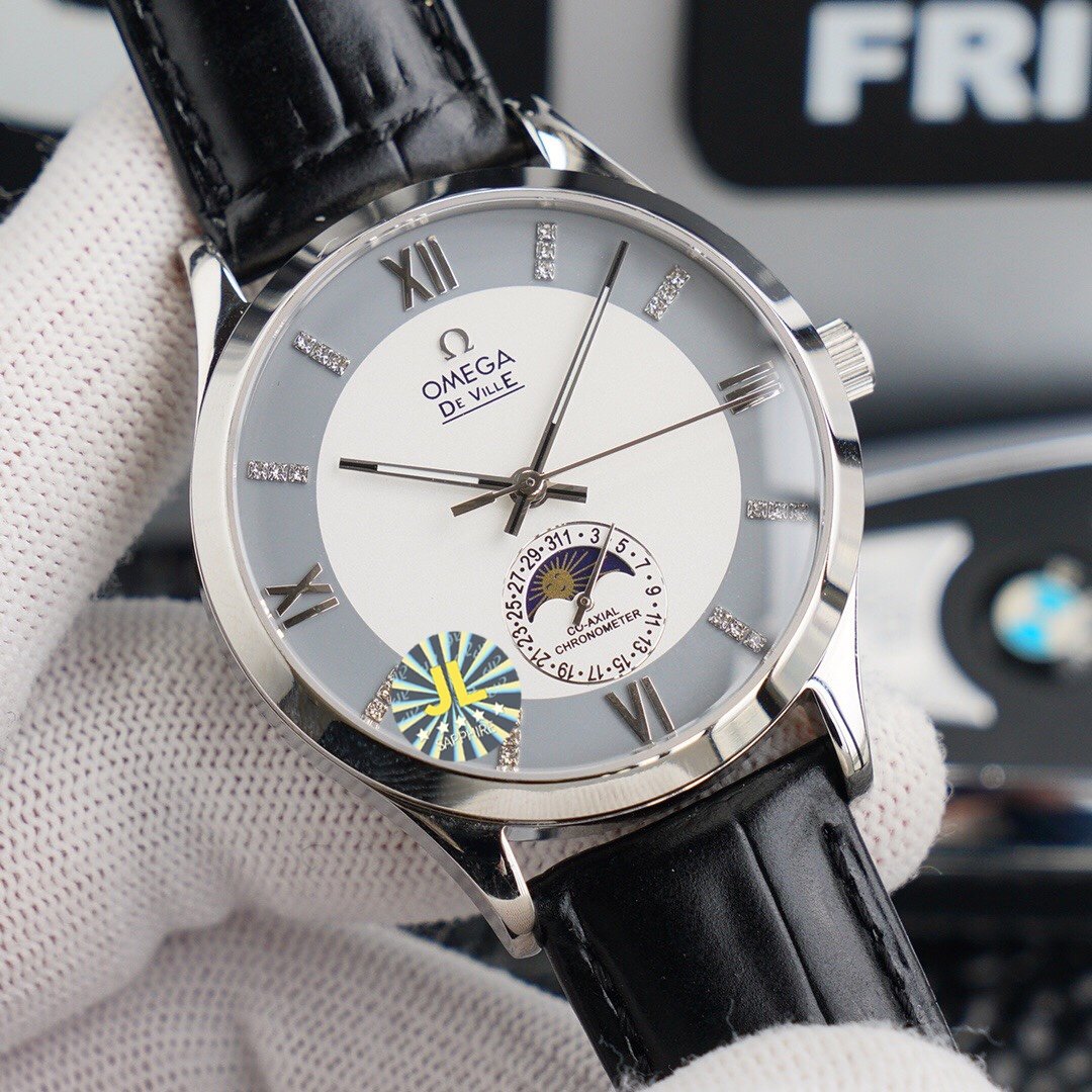 DEVILLE CHRONOMETER 40MM MOONPHASE WHITE GREY DIAL
