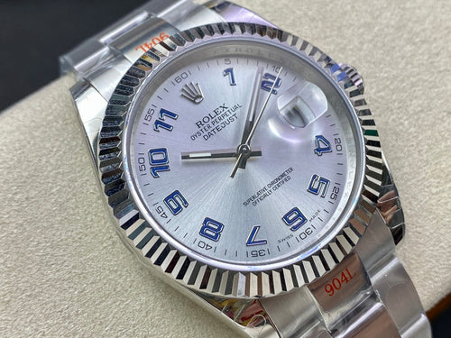 DATEJUST 41 LIGHT BLUE NUMERALS SILVER CASE