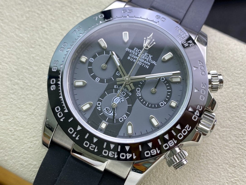DAYTONA 40 BLACK CERAMIC BEZEL CUSTOM ELEANOR DIAL RUBBER STRAP