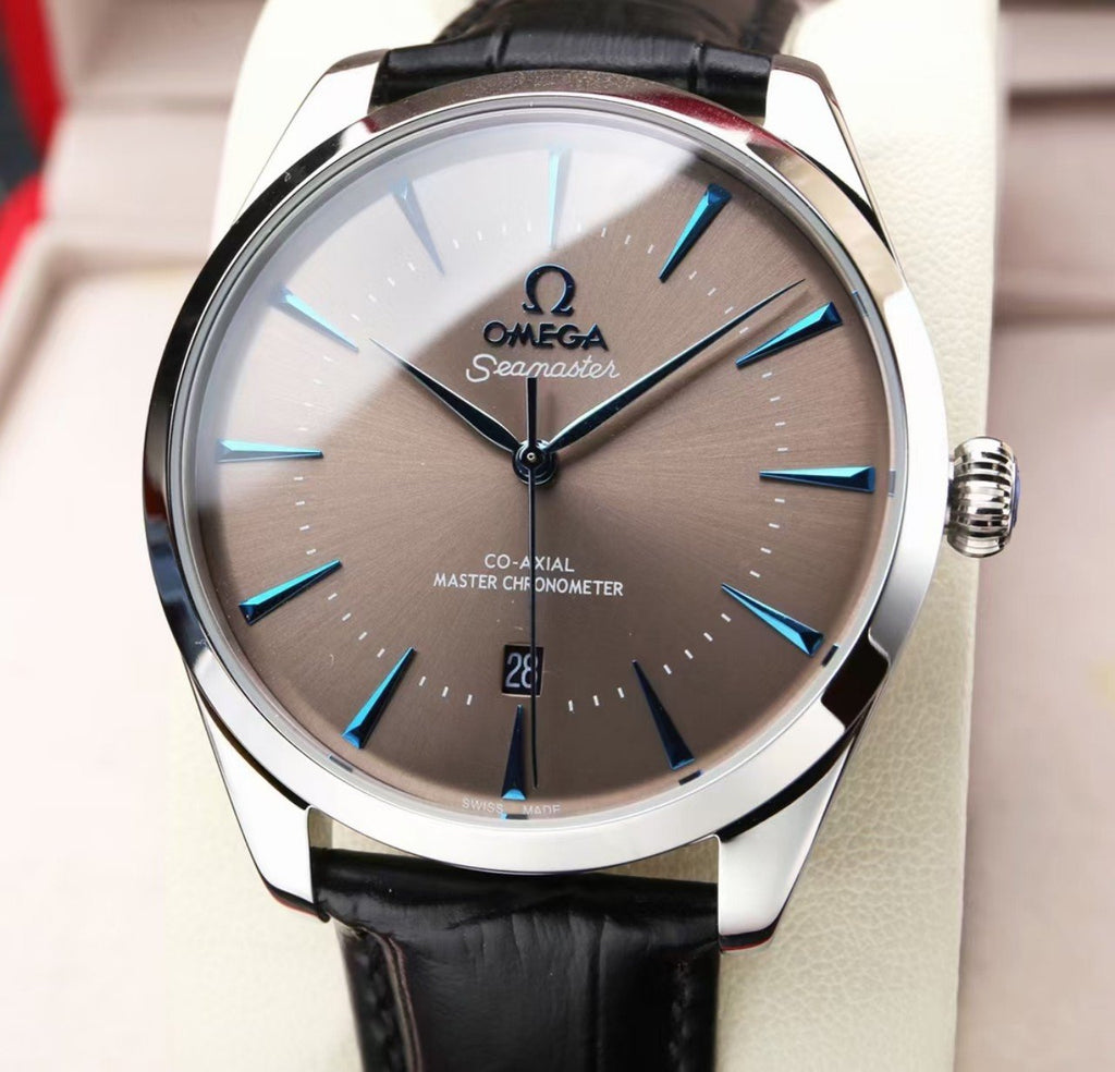 SEMASTER 41MM CO-AXIAL GREY DIAL LEATHER STRAP