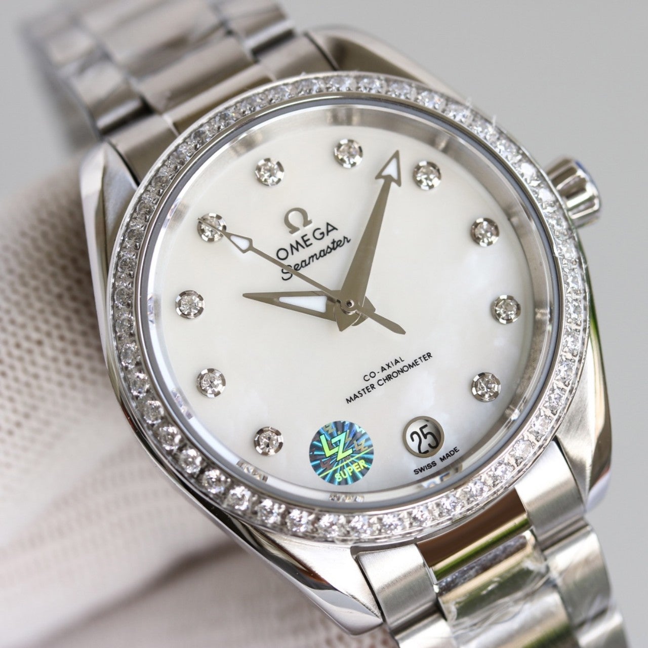 AQUA TERRA 150M CO-AXIAL 34MM STAINLESS STEEL DIAMOND BEZEL